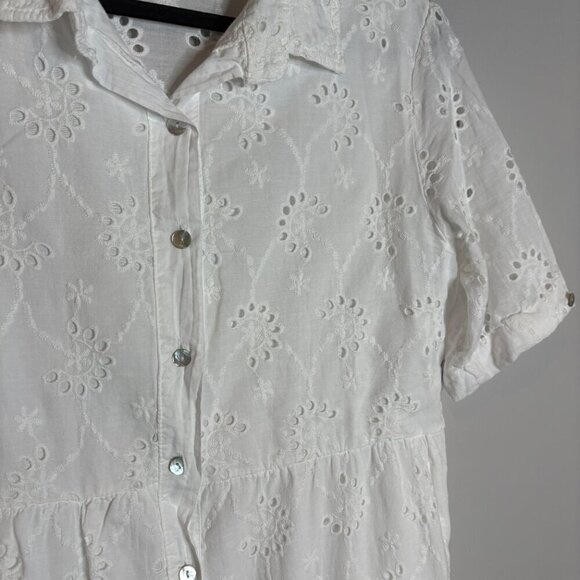 Valentina Naldi Italian white embroidered eyelet midi dress - Picture 2 of 5